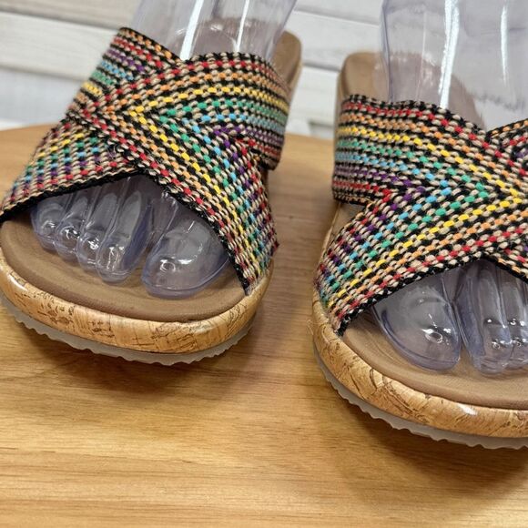 Skechers Beverlee Delighted Rainbow Woven Strap Wedge Sandals Luxe Foam 9 - Picture 9 of 13